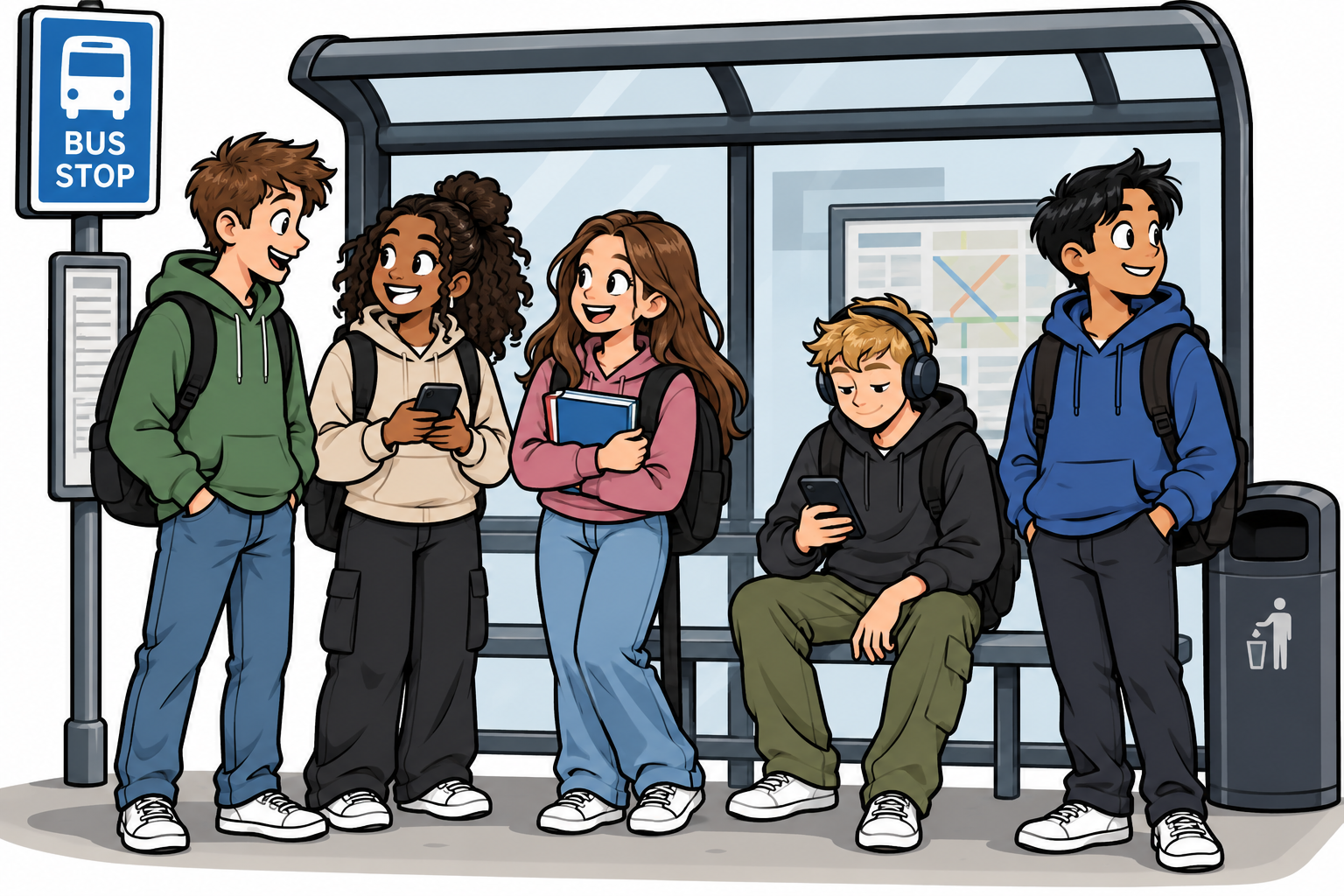waiting for the bus
